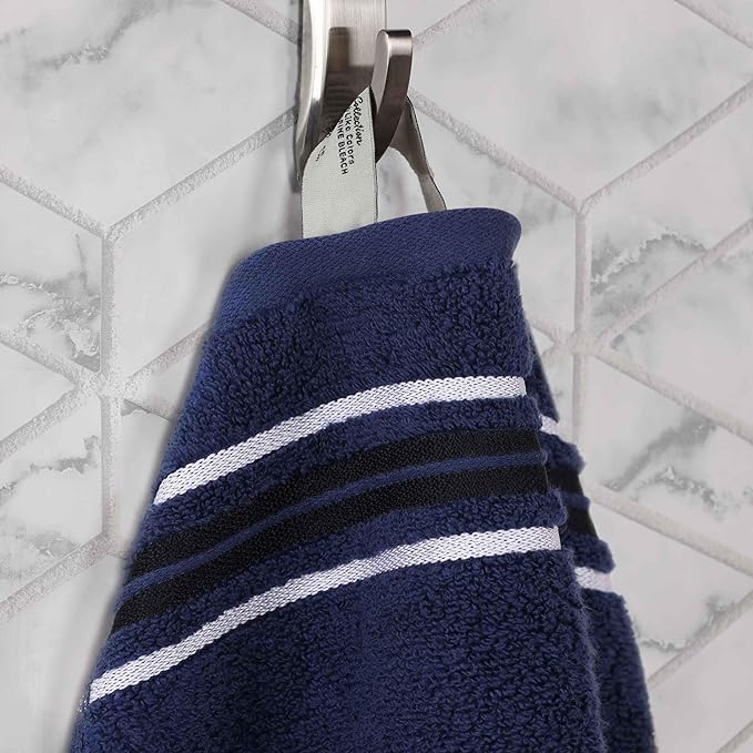 Superior Cotton Hand Towel Set, Small Towels, Plush Soft Absorbent Bathroom Basics, Home Essentials, Spa, Salon, Hotel, Kitchen, Luxury Quick Drying, Zero Twist Assorted Floral Set of 6, Navy Blue
