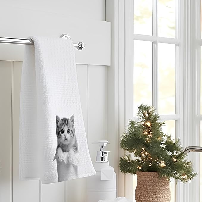 Funny Cat Hand Towels, Cat Gifts for Women Cat Lovers, Cat Mom Gifts, Cat Bathroom Hand Towels, Cute Hand Towels for Bathroom, Cat Bathroom Decor, 16x24 Inch