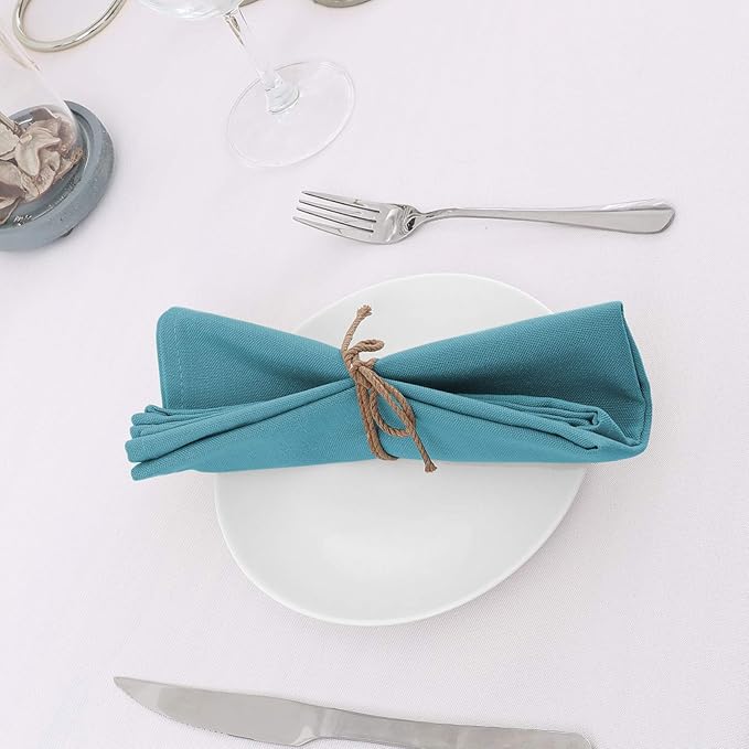 H.VERSAILTEX Cloth Napkins Set of 12 (18" X 18") Linen Textured Dinner Napkins Waterproof Extra Soft Thick Durable Reusable Napkins with Hemmed Edges for Dinners, Weddings and Everyday Use, Teal