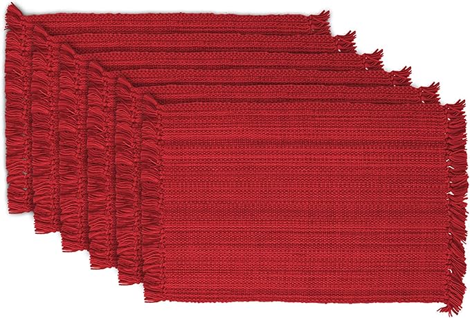 DII Variegated Tabletop Collection, Placemat Set3x19, Tango Red, 6 Piece