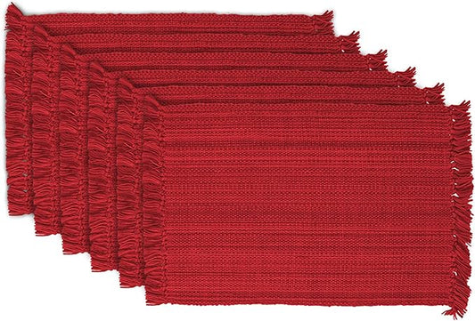 DII Variegated Tabletop Collection, Placemat Set3x19, Tango Red, 6 Piece