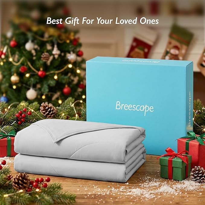 Breescape Cooling Comforter Twin Size - BlendTek™ Q-Max>0.46 Tech, Breathable Blanket for Hot Sleepers & Night Sweats Relief, Premium Lightweight Summer Bedding, 72x96 Inches, Misty Gray