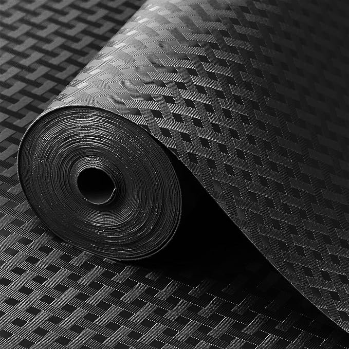 Shelf Liners for Kitchen Cabinets Refrigerator Liners Waterproof & Oil-Proof Kitchen Cupboard Liner Durable Drawer Mats EVA Material Non Adhesive Fridge Liner for Shelves - Black 23.6 x 236.2 Inches