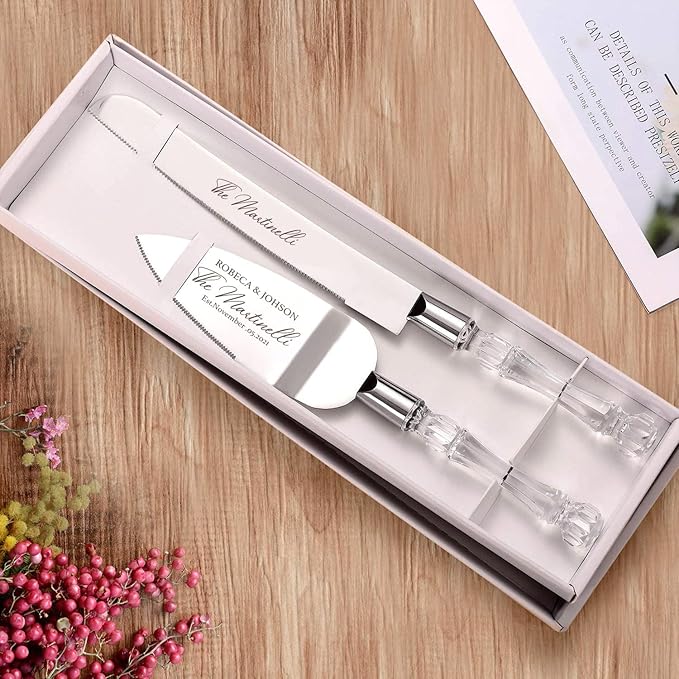 AW BRIDAL Personalized Cake Cutting Set for Wedding, Mr and Mrs Cake Knife Set Pie Server Cutter Couple Gifts for Wedding Anniversary Engagement//DK2201CPP26//