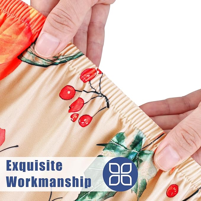 Round Spandex Thanksgiving Tablecloth, Elastic Fitted Waterproof Tablecloths for 45"-56" Tables, Stretch Washable Picnic Table Cover for Autumn Harvest Parties, Pumpkin Leaf