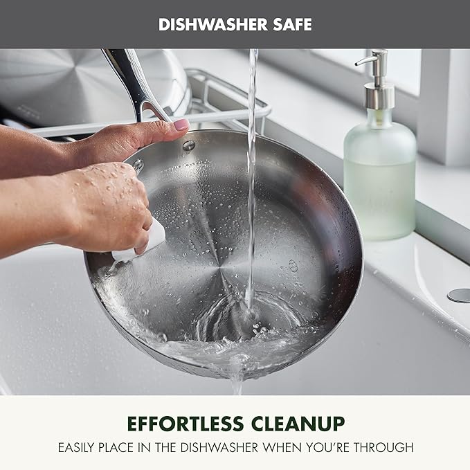 GreenPan Valencia Tri-Ply Stainless Steel 3 Piece Frying Pan Set (8", 9.5" & 11" Skillets), Induction Ready, Mirror Finish, Dishwasher & Oven/Broiler Safe to 600F, Compatible with All Cooktops, Silver