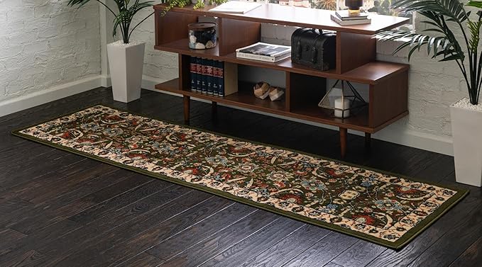 Unique Loom Espahan Collection Area Rug - Cape Cod (2' 2" x 8' 2" Runner, Green/ Black)