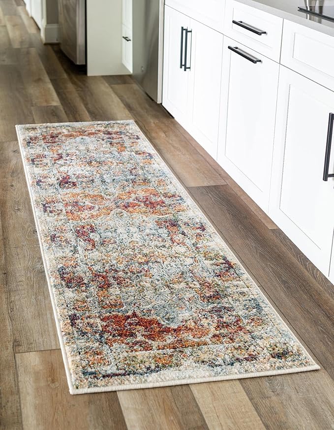 Unique Loom Isabella Collection Area Rug - Adjani (2' 7" x 16' 5" Runner, Ivory/ Beige)