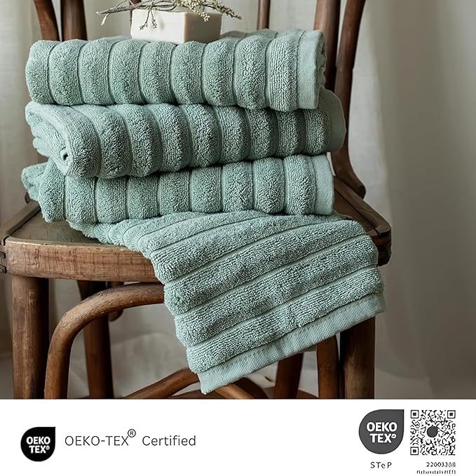 Classic Turkish Towels CTT Luxury Hand Towels for Bathroom Set of 4, 100% Turkish Cotton, Quick Dry & Comfy Towels for Hotel & Spa, Highly Absorbent | 20"x32" (Spa Green)