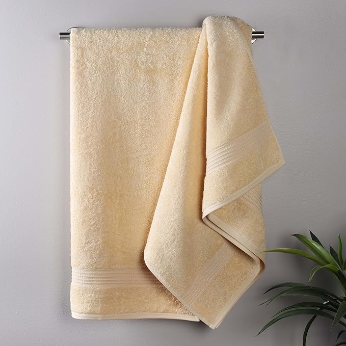 Superior Egyptian Cotton Bath Towel Set, Home Bathroom Towels, Master, Guest Bath, Decor Essentials, Quick Dry, Absorbent, Large Body Towels, Spa, Hotel, Resort, Adult, Kids, Set of 2, Canary