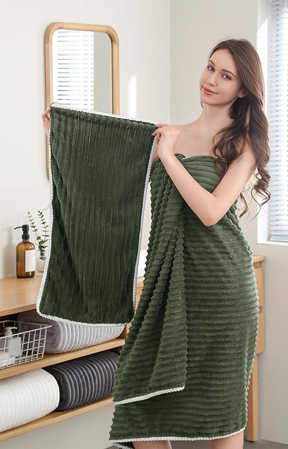 40x80 Inches Bath Sheets Towels for Adults Luxury Microfiber Extra Large Bath Towels for Bathroom Super Soft Absorbent Quick Dry with Hanging Loop (Olive Green,1PCS)