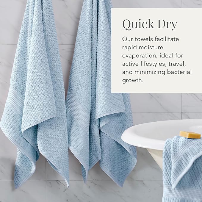 NY Loft 2 Pack Bath Sheet Towel Set | 100% Cotton | Absorbent Quick-Dry Oversize Bath Towels | Textured and Durable Cotton | Chambray Blue