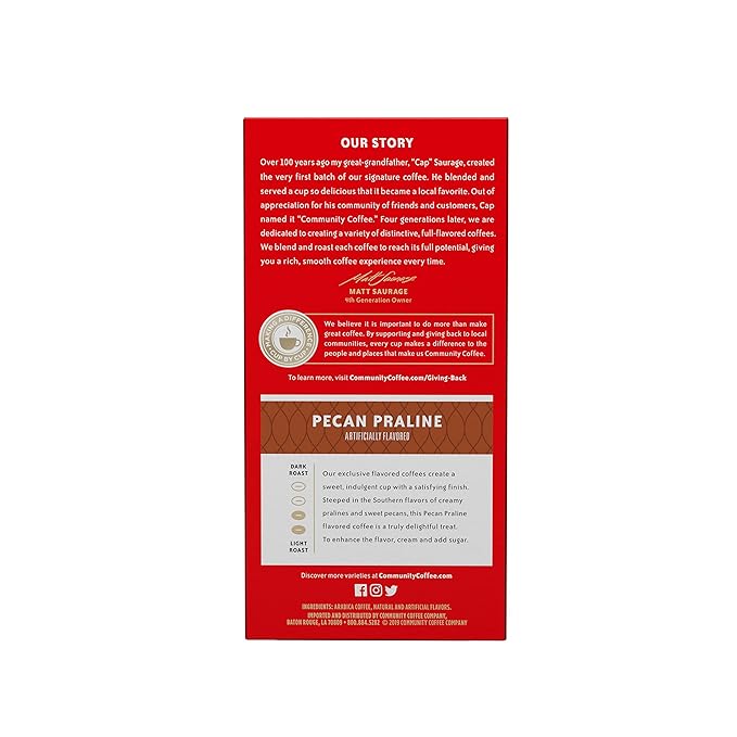 Community Coffee Southern Pecan Praline Flavored 96 Count Keurig K-Cup Coffee Pods, Medium Roast, 24 Count (Pack of 4)