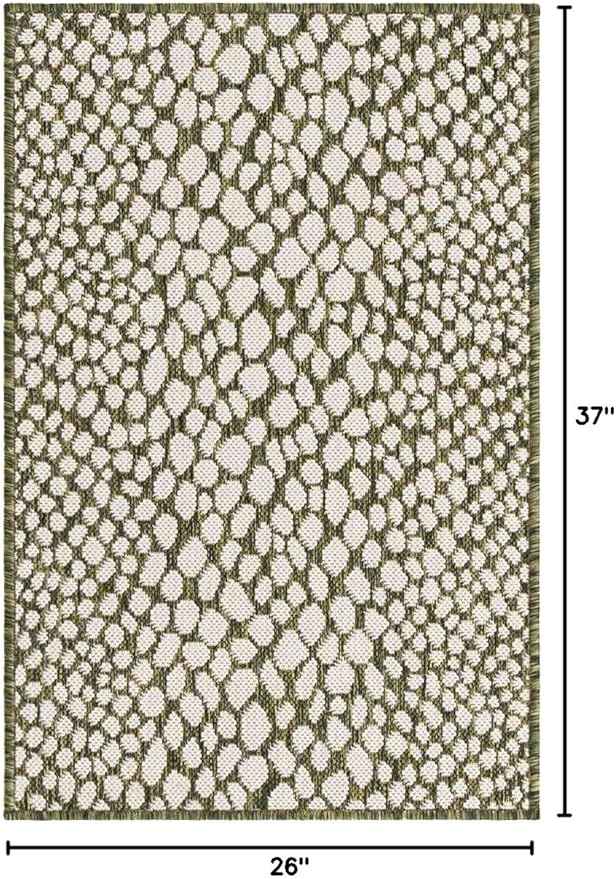 Unique Loom Outdoor Collection Area Rug - Cape Town (2' 2" x 3' 1" Rectangle, Green/ Ivory)