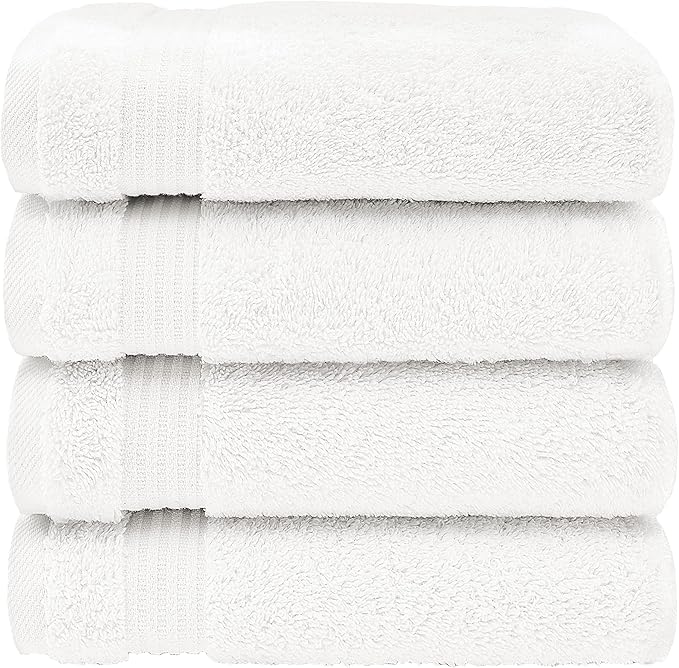 American Veteran Towel, Hand Towels for Bathroom Set of 4, 100% Cotton Turkish Hand Towel Sets, Soft Hand Face Towels, White Hand Towels
