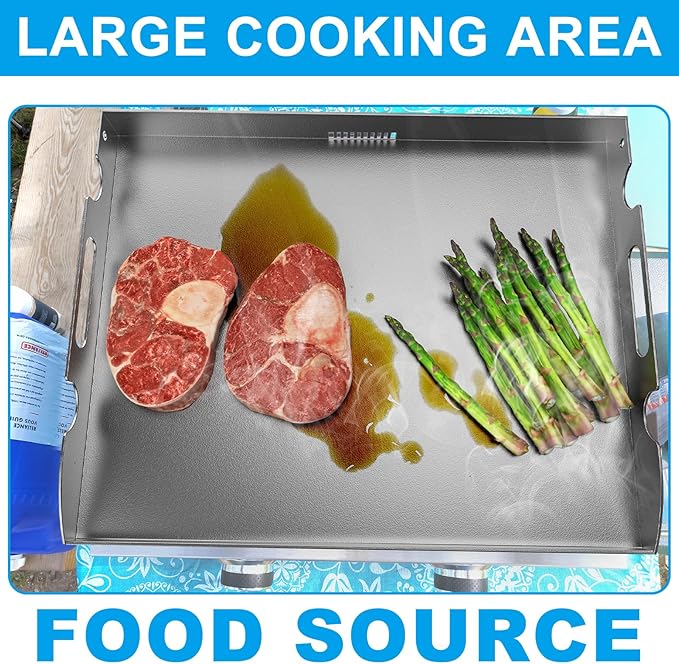 Flat Top Griddle for Blackstone 22 Inch Griddle Powder Coated Steel Gill Pan Replacement Parts w/Rear Grease System for Blackstone 1666 1833 1840 1895 1891 2166 2203 2304 1813 1842 2061