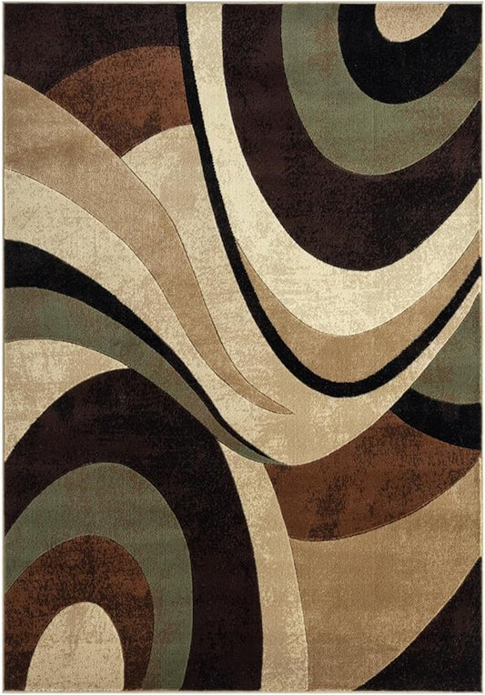 Home Dynamix Tribeca Slade Contemporary Abstract Area Rug, Brown/Green, 5'2"x7'2"