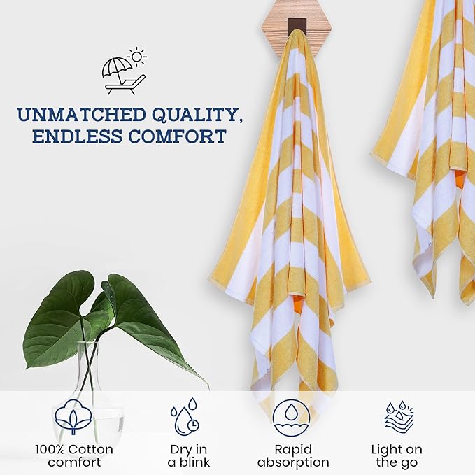 Casa Lino Large Beach Towel Set - Beach Towels Oversized - Highly Absorbent & Quick Dry Pool Towels - Soft 100% Cotton Large Bath Towel Set - 60" x 30" - Pack of 4 - (Multicolor)