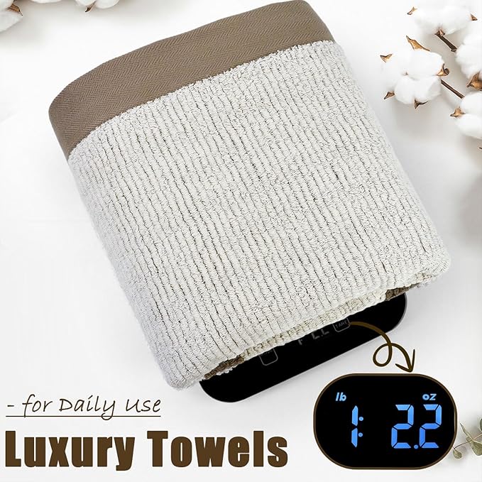 Cleanbear Shower Towels for Bathroom - Ultra Soft Bath Towels Set of 2, 520 GSM, 500,000 Dense Loops per Side, Quick-Dry and Highly Absorbent, 54 x 28 Inches, Light-Brown