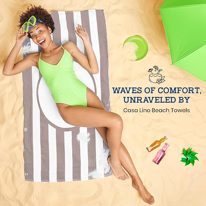 Casa Lino Large Beach Towel Set - Beach Towels Oversized - Highly Absorbent & Quick Dry Pool Towels - Soft 100% Cotton Large Bath Towel Set - 60" x 30" - Pack of 4 - (Mocha Brown)