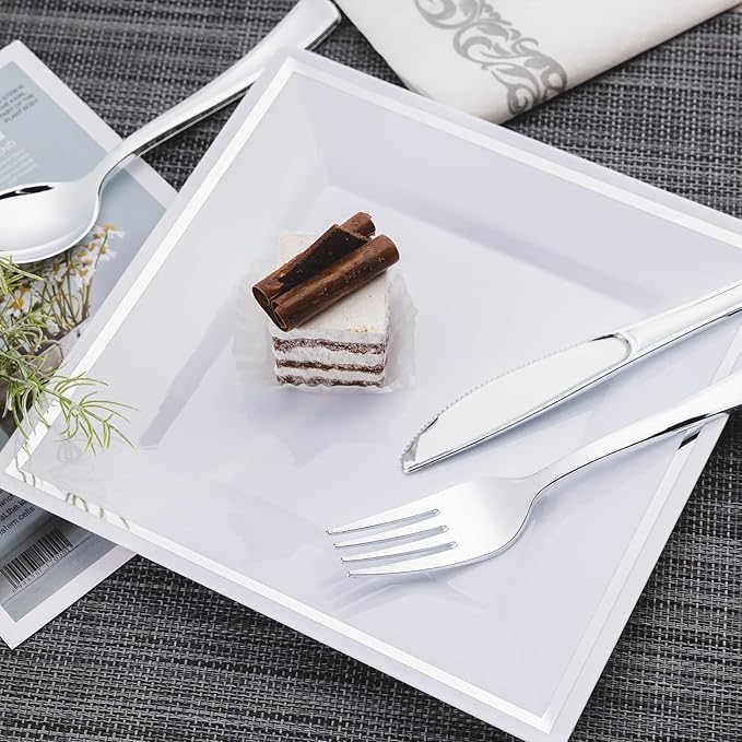 N9R 200 PCS Gold Plastic Silverware - Disposable Gold Plastic Silverware Cutlery Set, 100 Forks, 50 Spoons, 50 Knives for Party, Birthday, Wedding