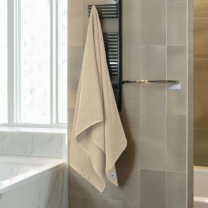 Tens Towels Pack of 6 Zero Twist Towels Set, 2 Bath, 2 Hand, 2 Waschloths, 100% Cotton, Light Weight, Extra Absorbent, Exceptional Softness, Perfect for Bathroom (Beige)