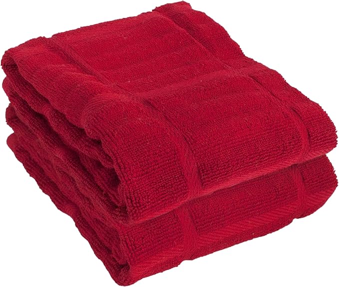All-Clad Solid Kitchen Towels: Highly Absorbent, Super Soft Long Lasting - 100% Cotton, 17"x30" Tea Towels for Cleaning & Drying Dishes, Pans, Glassware, or Countertops, (2-Pack), Chili