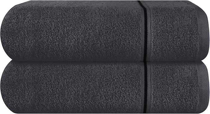 MyOwn Cotton 2 Pack Oversized Bath Towel Set 28x55 inches, Large Bath Towels, Ultra Absorbant Compact Quickdry & Lightweight Towel, Ideal for Gym Travel Camp Pool - Charcoal Grey
