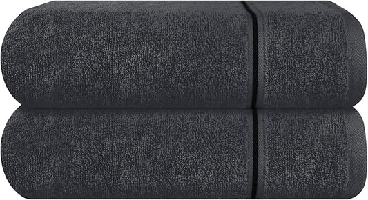 MyOwn Cotton 2 Pack Oversized Bath Towel Set 28x55 inches, Large Bath Towels, Ultra Absorbant Compact Quickdry & Lightweight Towel, Ideal for Gym Travel Camp Pool - Charcoal Grey