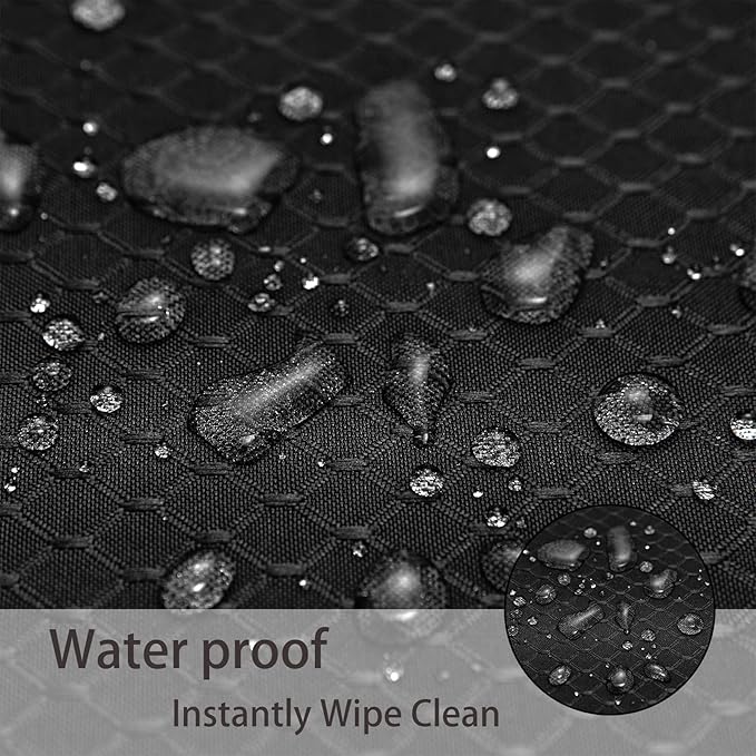 Place Mats Set of 8 – Rectangle Rectangular Waterproof Fabric Polyester Cloth Washable Wipeable Heat Resistant Placemats for Kitchen Dining Dinner Table Indoor 13 x 19 Inch Black