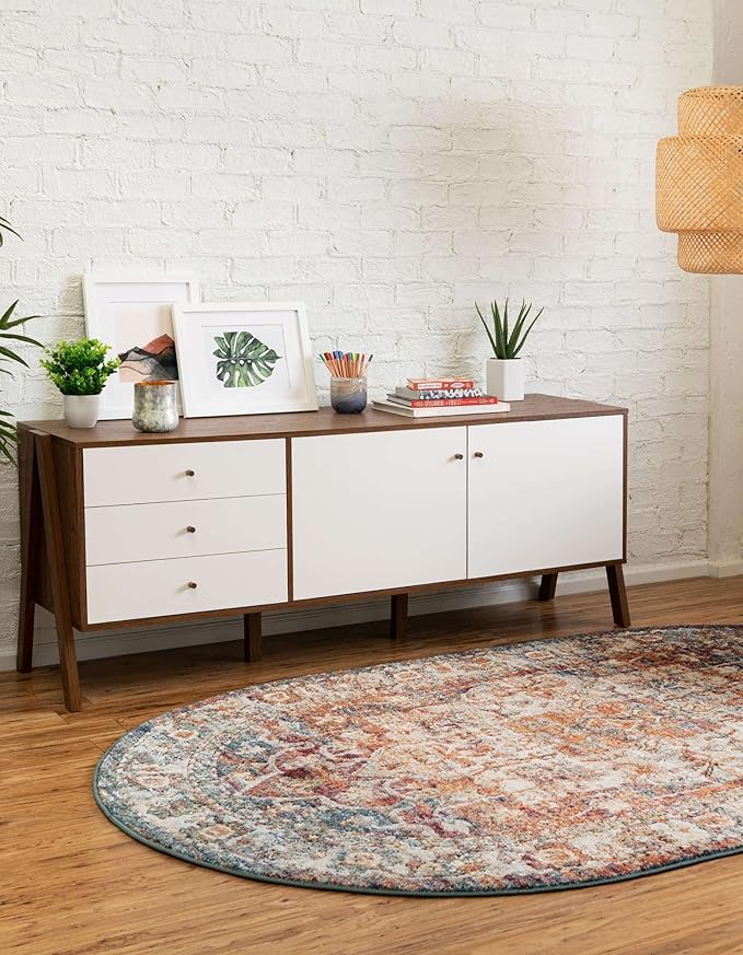 Unique Loom Isabella Collection Area Rug - Adjani (4' 1" x 6' 1" Oval, Multi/ Beige)