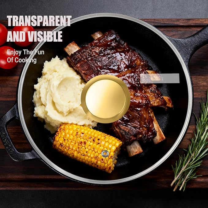 8 Inch Pan Lid for Frying Pan, 4mm Tempered Glass Pot Lid, Compatible with Dishwasher and Ovens