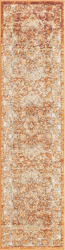 Unique Loom Isabella Collection Area Rug - Adjani (2' x 8' Runner, Rust Red/ Black)