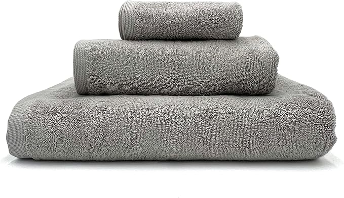 Lincoln & Palm 3 Piece Turkish Towels Set, Thick, Soft, Plush 700 GSM Spa & Hotel Quality, Silver Infused SILVERbac | Bath 58x30, Hand 30x16, Face Wash Cloth 13x13 (3 Piece Towel Set, Silver)