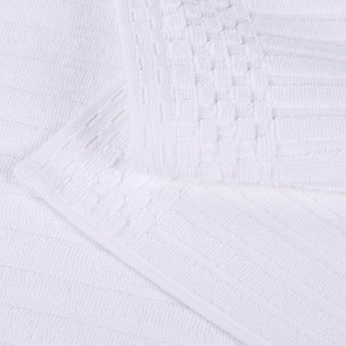 Superior Cotton Face Towel/Washcloth Set of 12, Daily Use for Bathroom, Guest Bath, Quick Dry Small Towels, Face, Hand, Gym, Spa, Hotel, Absorbent, Essentials, Ribbed, Soho Collection, White