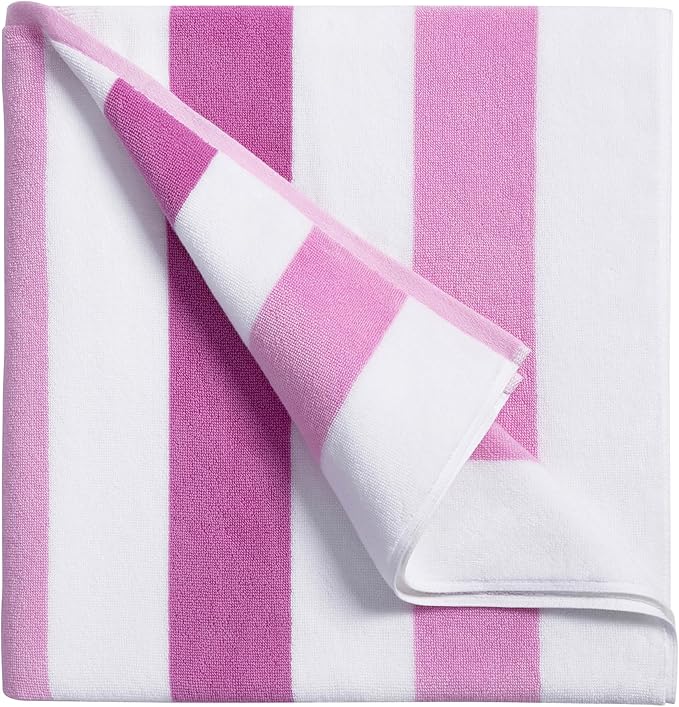 Large Beach Towel Oversized - 40"X70" Big Cute Beach Towels, Extra Large Thick Pink Stripe Towels, XL Wide Fluffy Swimming Towel Oversize, Giant Mauve Stripe Cotton Pool Towel for Adults