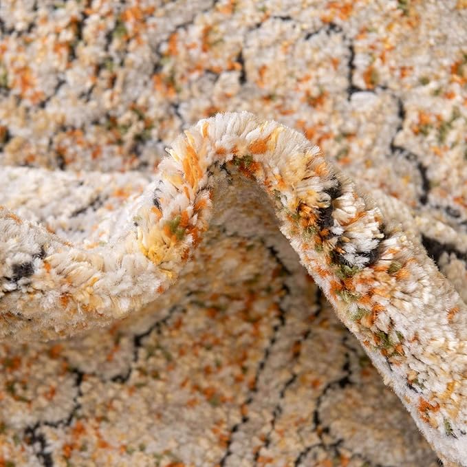 Unique Loom Isabella Collection Area Rug - Adjani (3' 3" Round, Beige/ Black)