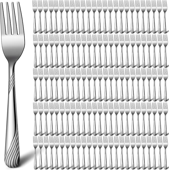 Bokon 120 Pieces Dinner Forks Bulk Set 6.9 Inches Stainless Steel Silverware Durable Table Forks Set for Home Restaurant Kitchen Dishwasher Safe