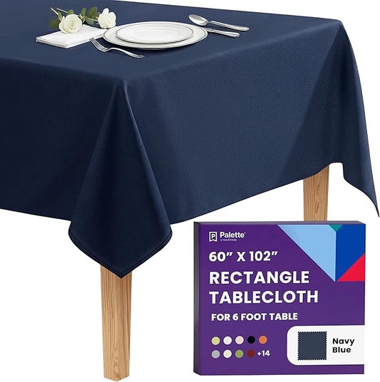 Gee Di Moda Rectangle Tablecloth - 60 x 102 Inch Navy Blue Table Cloth for 6 Foot Rectangle Tables - Heavy Duty Washable Fabric - for Holiday Party, Dinner, Weddings, Baby Shower & Events