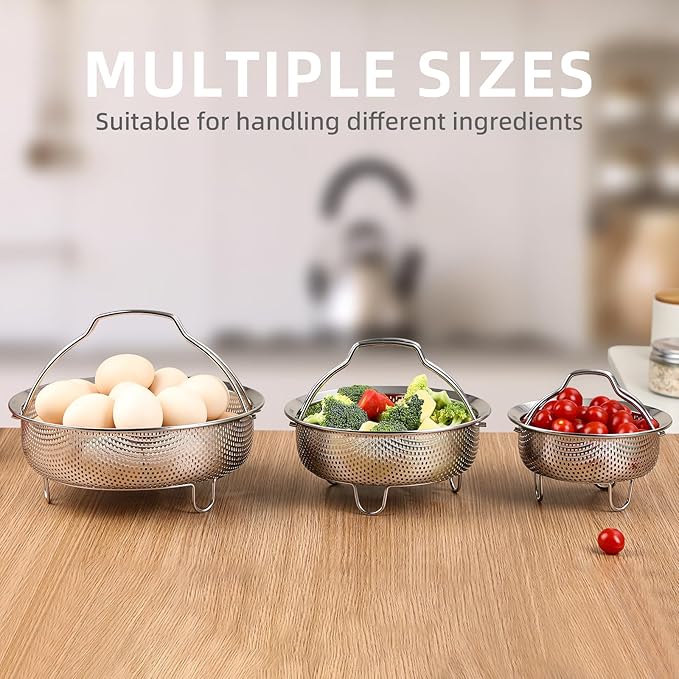 Vegetable Steamer Basket - Stainless Steel Pot Insert for Dumpling, Food Steamers & Cooking | Universal Fit for Most Pots (3 Qt)