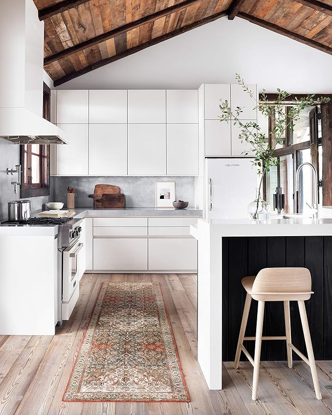 Loloi Layla Collection LAY-05 Ocean/Multi 2'-6" x 9'-6" .13" Thick Runner Rug, Soft, Durable, Vintage Inspired, Distressed, Low Pile, Non-Shedding, Easy Clean, Printed, Living Room Rug