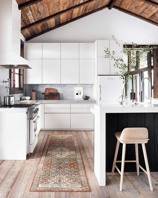 Loloi Layla Collection LAY-05 Ocean/Multi 2'-6" x 9'-6" .13" Thick Runner Rug, Soft, Durable, Vintage Inspired, Distressed, Low Pile, Non-Shedding, Easy Clean, Printed, Living Room Rug