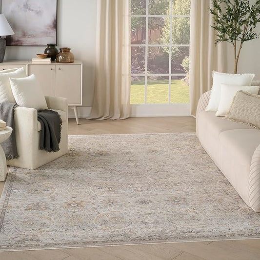 Nourison Heirloom Blend Grey 9' x 11'10" Area Rug - Easy Clean, Non Shedding, Bed Room, Living Room, Dining Room, Kitchen (9' x 12')