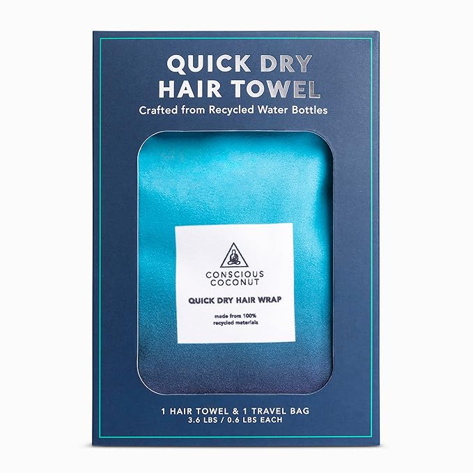 Conscious Coconut Quick Dry Hair Towel for Frizz-Free Hair, Super Absorbent Towels Made from Recycled Bottles, Fast Drying Hair Towel, Bath Accessories, Great Gift for Women