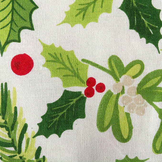 DII Boughs of Holly Collection Decorative Holiday Dining Table & Kitchen Décor, Square Tablecloth, 52x52, Christmas Greenery