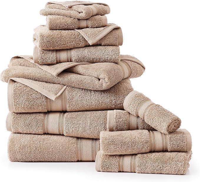LANE LINEN Towel Sets for Bathroom - 12-Pack 100% Cotton Towels, Zero Twist, 4 Bath, 4 Hand & 4 Washcloths, Soft & Highly Absorbent, Premium Hotel & Spa-Quality Design, Easy to wash - Tapue