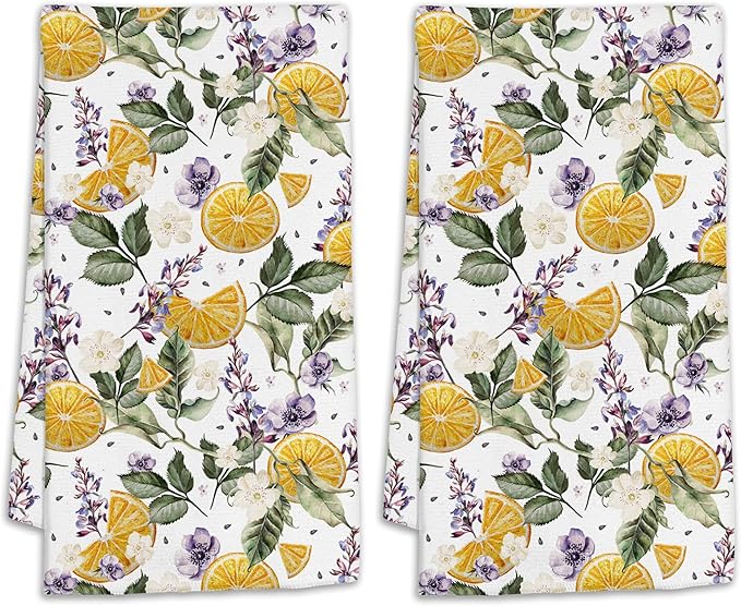 Lemon Fruit Bath Hand Towels for Bathroom Decorative,Lavender Flower Soft Absorbent Hand Towels for Kitchen Home Gym Beach 16"x24"