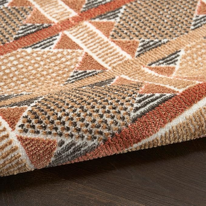 Nourison Home Nordic Rust Multicolor 2' x 6' Area Rug - Easy Clean, Non Shedding, Bed Room, Living Room, Dining Room, Kitchen (6' Runner)