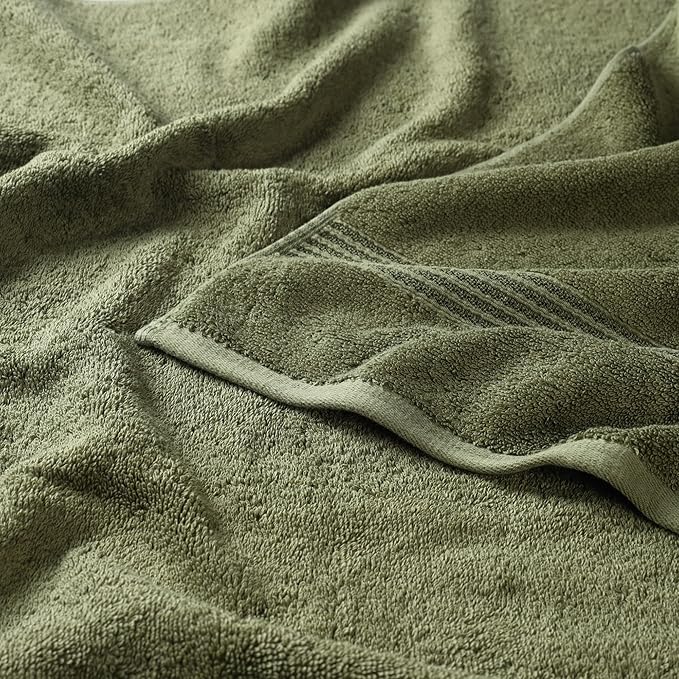 Superior Egyptian Cotton Bath Towel Set, Home Bathroom Towels, Master, Guest Bath, Decor Essentials, Quick Dry, Absorbent, Large Body Towels, Spa, Hotel, Resort, Adult, Kids, Set of 2, Forest Green