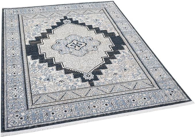 Well Woven Indira Obsidian Vintage Medallion Midnight Blue 5x7 (5'3" x 7'3") Area Rug | Heritage-Inspired, Soft & Durable, Easy to Clean for Living Room, Bedroom, Dining Room